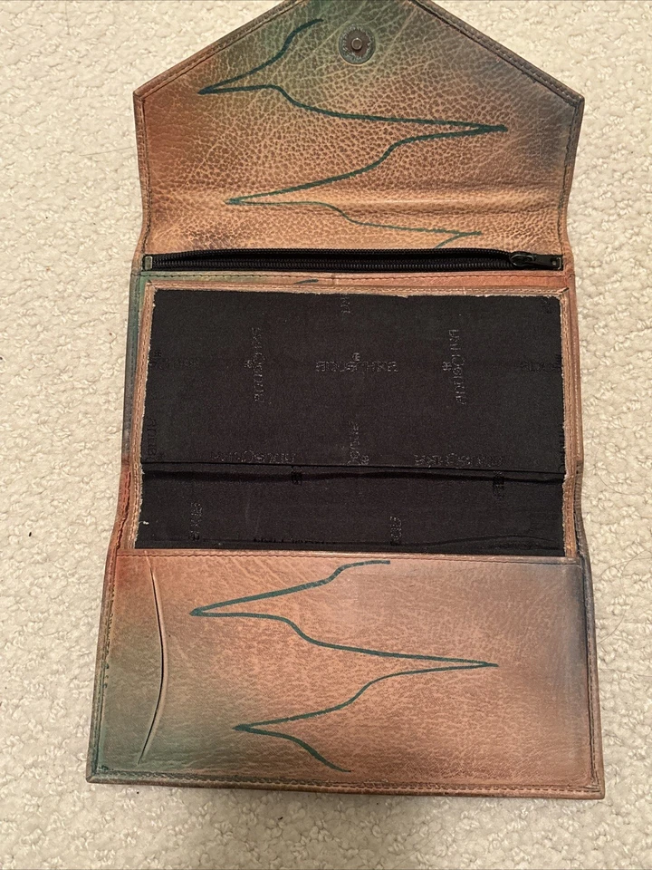 Anuschka Hand Painted Tranquil Forest Leather Organizer Wallet Clutch. - Image 4 of 4
