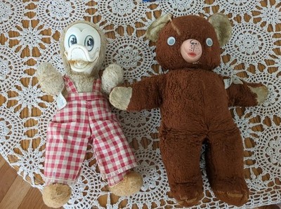 Vintage Rubber Face Lot (2)Cubbi Gund Bear And Donald Duck Walt Disney Prod