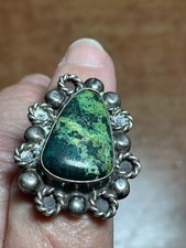 Mexico Sterling Silver 925 Southwest Chrysocolla Large Bold Vintage Ring size 7