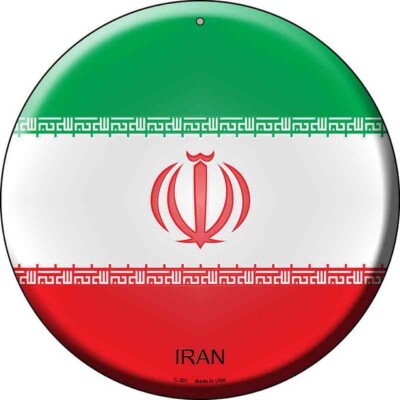 Iran Flag Novelty Round Circular Metal Sign 12'' Home Garage Wall Decor