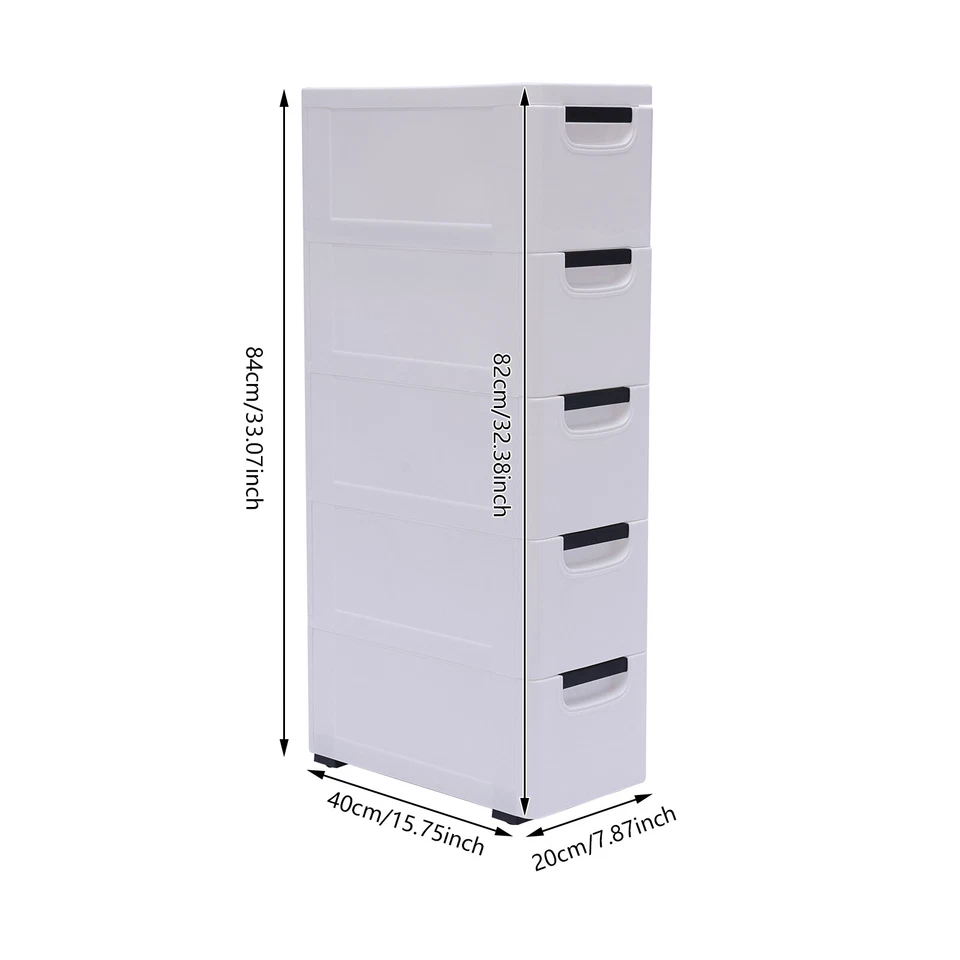 Modern Storage Cabinet for Small Space Bathroom Kitchen Tall Narrow White - Image 2 of 4