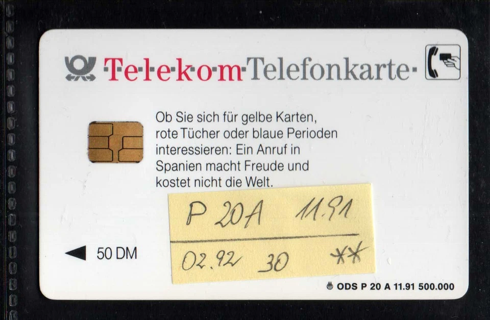 TK341 - Telefonkarte P 20A 11.91 - Madrid, Mod.30, DD 2202... voll 50 DM - Bild 2 von 2