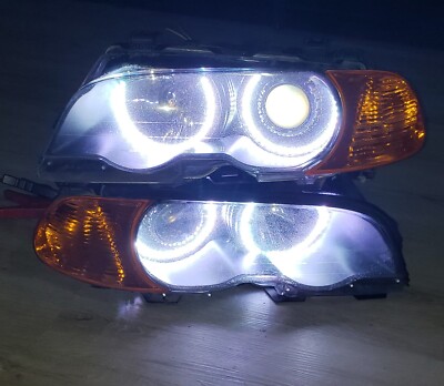99/02 BMW E46 325ci 330ci Coupe/conv Pair HEADLIGHTS OEM XENON W/RGB angel eyes!