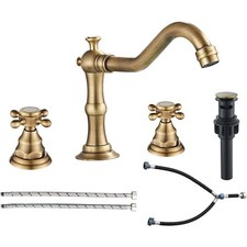 Bathroom Faucet Antique Brass 2 Handles 8" Wide-Spread Vanity 3 Holes Mixer Tap