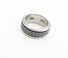 925 Sterling Silver  Vintage Dark Tone Link Pattern Spinner Ring Sz 9  RG3641 — photo 3