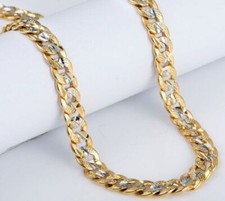 Cuban Chain Bracelet Two tone Gold Filled Lobster clasp 10" b33