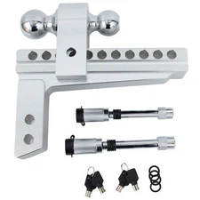 Adjustable 2" Receiver 12500 lb 8" Drop Towing Hitch Dual Ball  Mount Trailer