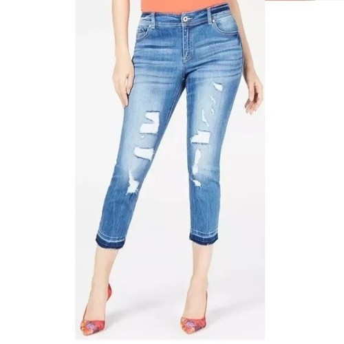 CoverGirl Women's Ripped Cropped Skinny Jeans - Stretch Denim With Distressed Details