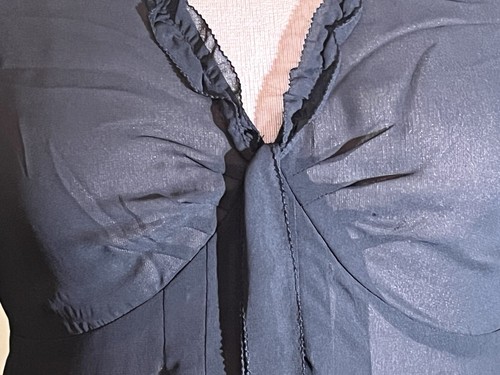 Esprit Black Sheer Top Blouse~UK 10 36 S~Frilly~Gathered Adjustable Long Sleeves - Picture 6 of 21