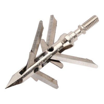 6 Pointes De Flèche Broadhead 125 Grains - 2 Lames, Acier, Pour Arc Compound, Recourbé, Chasse - Couleur Noire