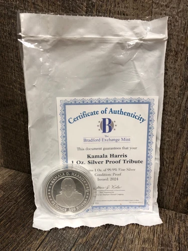 SEALED 2024 VP Kamala Harris 1 Oz Silver PROOF Coin w COA Bradford Exchange Mint