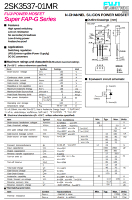 2SK3537-01MR K3537 FUJI N-Ch Power MOSFET 150V 33A 70mΩ 53W TO