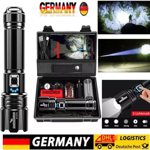 500000 Lumen Taschenlampe Set LED Extrem Hell Outdoor Wasserdicht IP67 Aufladbar