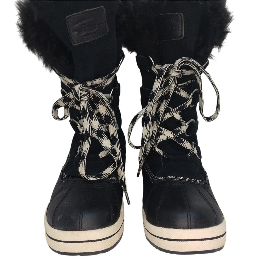 Botas de invierno Bass Juno para mujer usadas de cuero negro forradas de piel sintética - talla 10M Foto 2 de 4