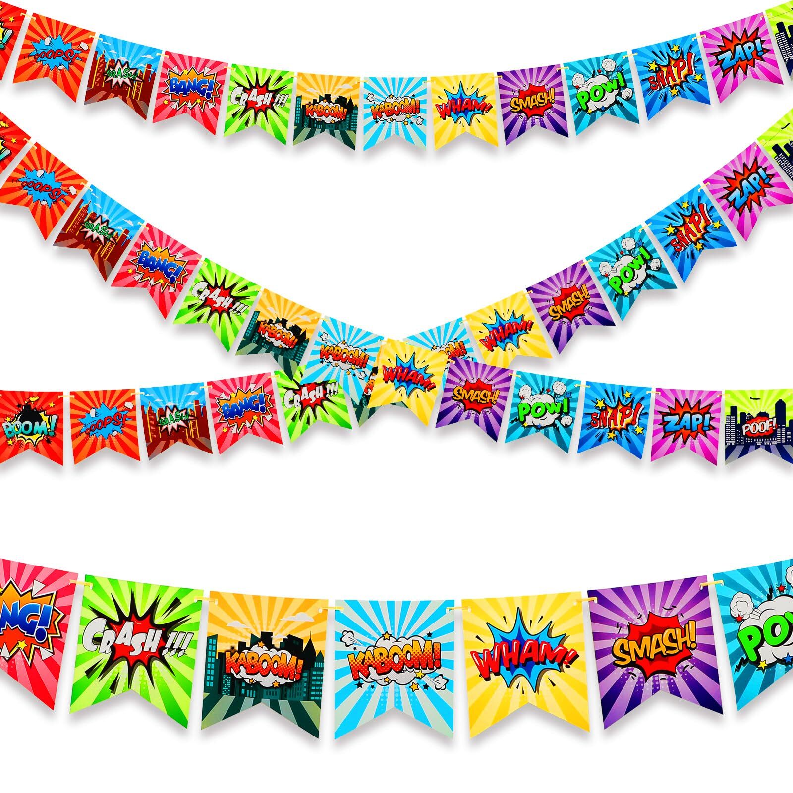 Colarr 4 Pieces Hero Party Decorations Boys Birthday Hero Theme Birthday Bann...