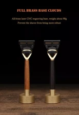custom Fusion Cartridge 5 Blade Shaving Wood Razor W Brass Base Stand Set gift