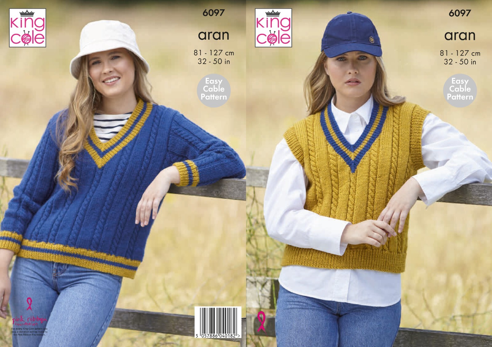 King Cole Aran Knitting Pattern - 6097 Ladies Tank Top & Sweater