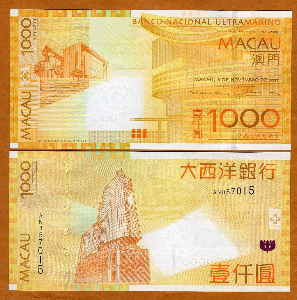 Macao / Macau 1000 Patacas, 2017, P-84d, BNU, UNC | eBay