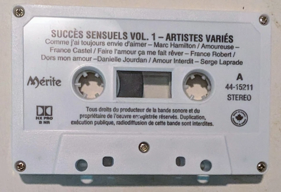 Various - Succès Sensuels Vol. 1 - Canada - Cassette VG+/F (Tested) - Image 3 of 4