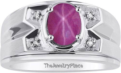 Dainty Pink Star Ring Lindy Star Ring 925 Sterling Silver Ruby Star Ring for Men - Picture 1 of 3