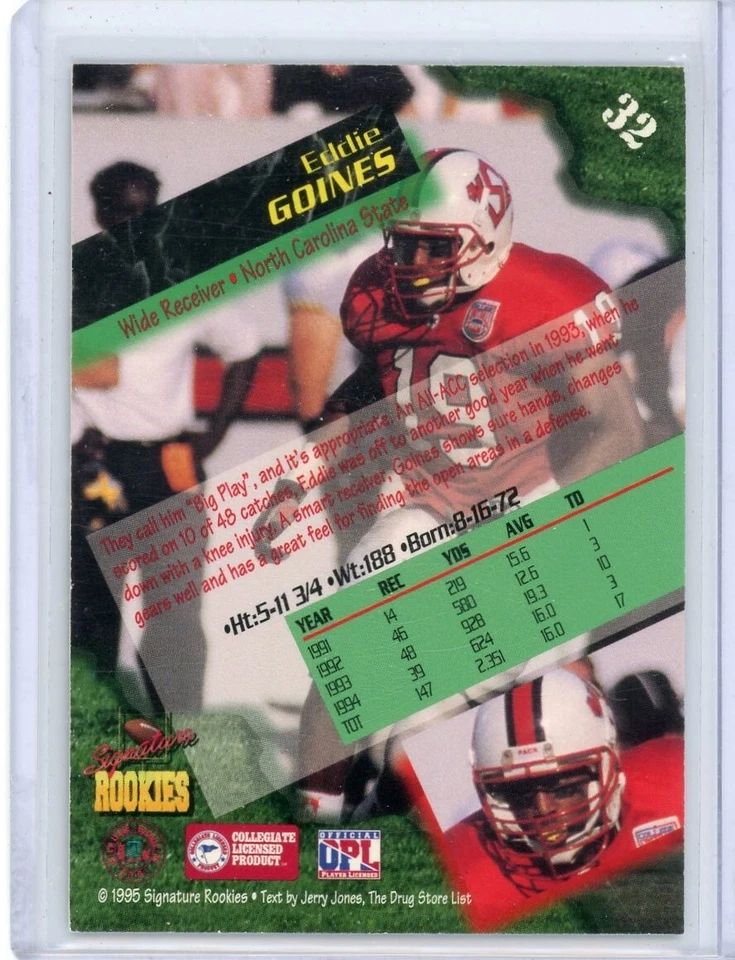 1995 Signature Rookies of 7,750 EDDIE GOINES Auto No. 32! - Image 2 of 2