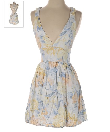 Abercrombie&Fitch Floral Romper Plunge Neck Scrunchie-Style Crossover Straps M - Picture 2 of 11