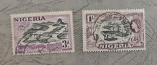 Nigeria 1953, SG73 3d - black and purple, SG76 1s - black and purple USED