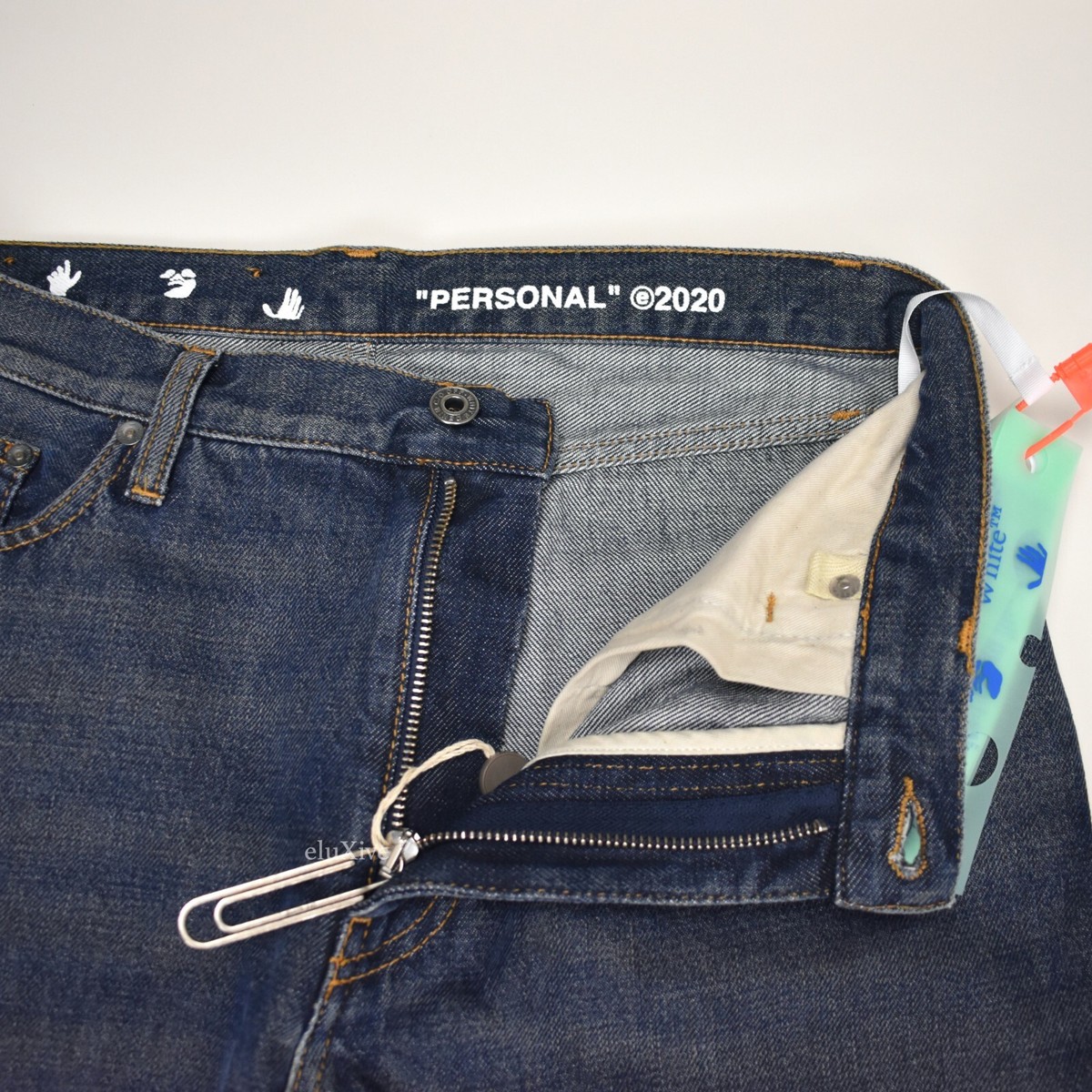 NWT $645 Off-White Virgil Abloh Cutout Hole METEOR Denim Jeans