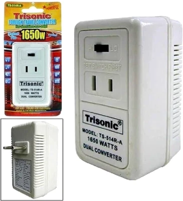 TRISONIC Foreign Travel Converter 1650 Watts AC Voltage Step Down Power Adapter 220v 110v