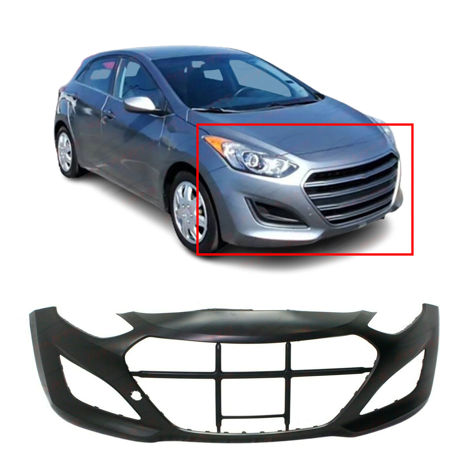 Primed Front Bumper Cover Replacement for 2013-2017 Hyundai Elantra GT ...