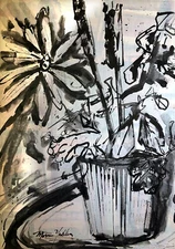 Morris Yudelson – Original Painting / ”Black And Blue Plant” - 1978