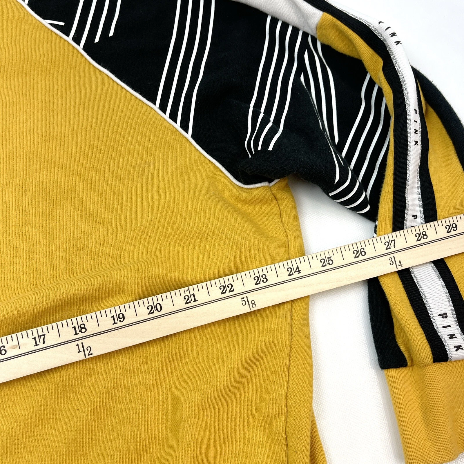 victoria-secret-vs mustard metallic-stripe pullover sweatshirt