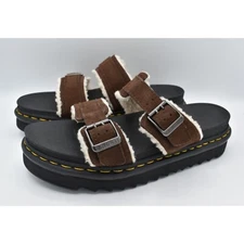 Dr Martens Mens Size 13 Myles Brown Suede Buckle Slide Sandals Shoes