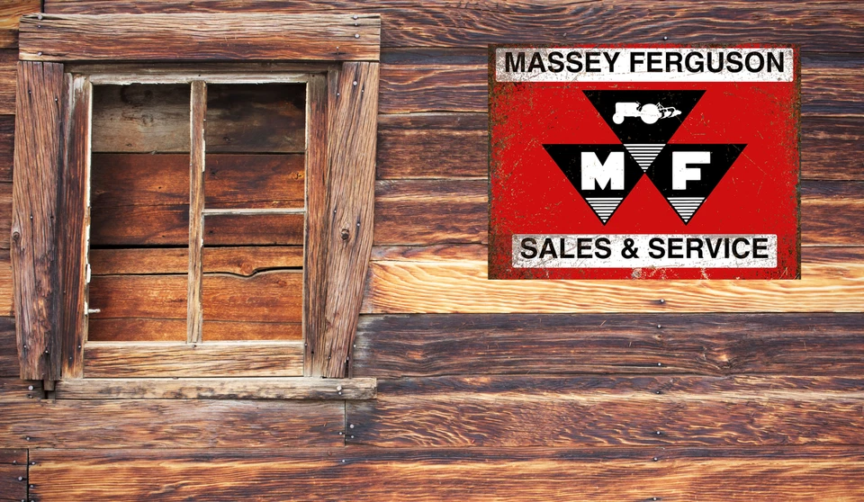 Letrero de metal rústico Massey Ferguson Sales & Service estilo vintage hombre cueva 9"x 12" Foto 2 de 4