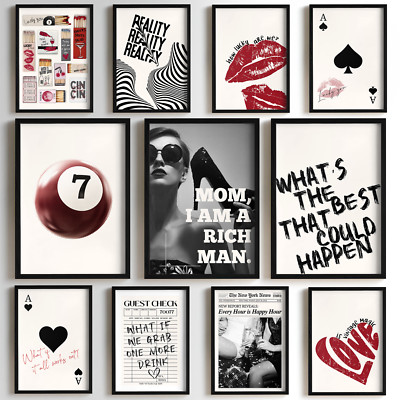 Trendy Fashion Wandbild Karten Liebe Herz Poster Poster Druck Bild Geschenk rot