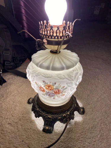 Vintage Hurricane Milk Glass Lamp Hedco New York Base Only