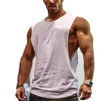 Men's Cotton Bodybuilding Gym Tank Tops Workout Stringer Sleeveless Shirts Vest