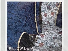 Cannon Gabrielle STANDARD & EURO Pillow SHAM Vintage Excellent BLUE Gold Braid