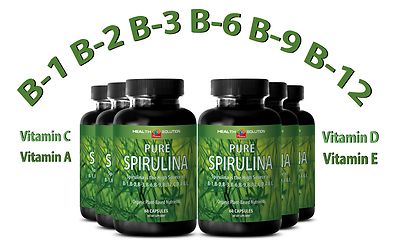 Organic SPIRULINA Powder 100% Plant-Based Dietary Supplement (6 Bottles)