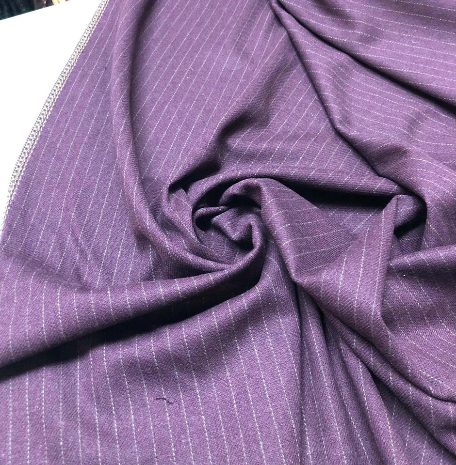 100% шерстяная ткань, красивая шерстяная ткань в полоску с лавандой, ширина 60 дюймов - Изображение 3 из 4