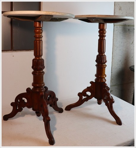 Paar seltener Beistell Tischchen Mahagoni Marmor links und rechts am Sofa - Picture 3 of 11