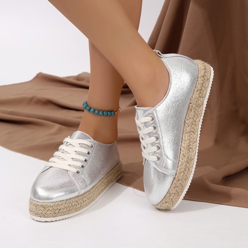 Damen Freizeit Flats Damen Halbschuhe Sneaker Plateau Wandern Atmungsaktiv Bequem Schuh - Bild 6 von 15