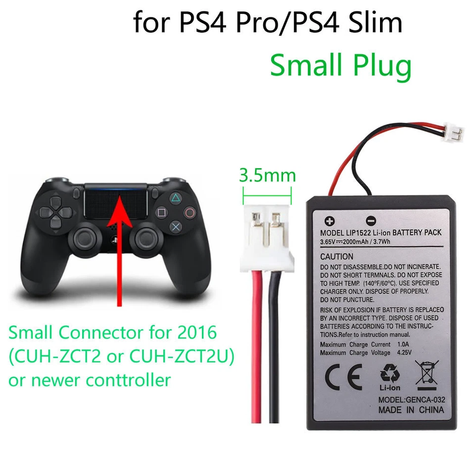 2Pack -PlayStation 4 PS4 Pro & Slim Controller Replacement Battery LIP1522 3.65v - Image 3 of 4