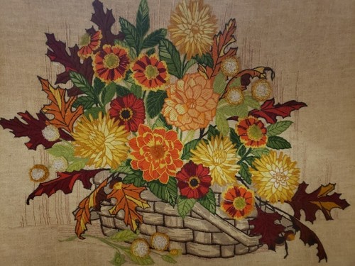 Arte de punta de aguja enmarcado rectangular vintage con motivo floral - Imagen 4 de 9