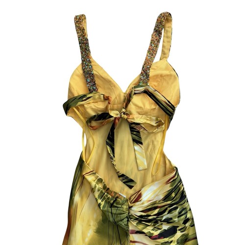Faviana Couture Tropical Gown Size 2 Cutout Back Beaded Embellished Formal Prom - Picture 11 of 19