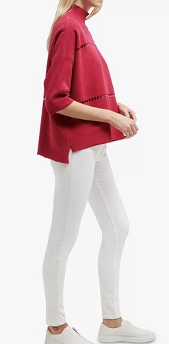 FRENCH CONNECTION Pink Oversized Size XL Mozart Ladder Jumper Summer Cotton Top - Picture 4 of 11