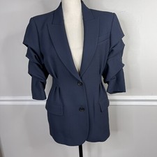Michael Kors Collection 6 New Made in Italy Crushed sleeve Navy blue blazer
