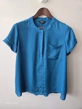 Simply Vera Wang Turquoise Button-Up Blouse – Size PXL