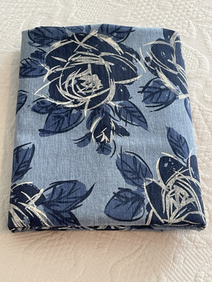 VTG Marcus Brothers Textiles Blue Floral Fabric 2 Yds 61 W & 72 L