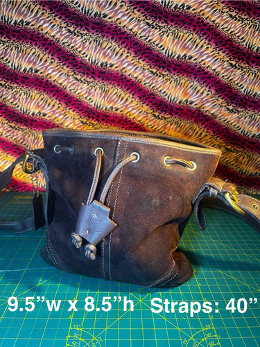 Coach Vintage Crossbody Shoulder Bag Suede Leather, Brown - Picture 1 of 4